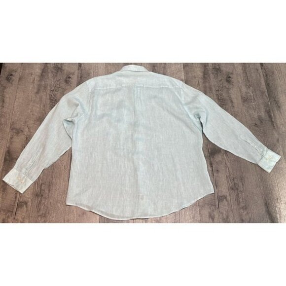 Peter Millar Linen Shirt Mens 2XL Green Crown Cool Button Up Coastal Lightweight - Picture 10 of 10